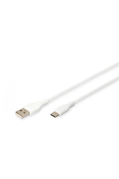 Digitus Cablu USB 2.0 Tip C - A din silicon, 1m, alb