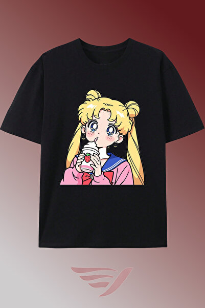 Velostra Unisex Sailor Moon Anime Printed Oversize Crew Neck Cotton Casual Co...