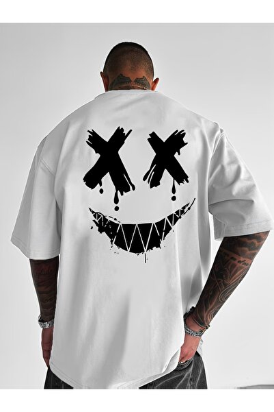PAVRO Unisex Άνετο T-shirt με μικτό σχέδιο και στάμπα