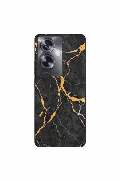 OEM Θήκη συμβατή με Oppo A79 5G Σιλικόνης Τζελ TPU Μοντέλο Μαύρο Χρυσό Μάρμαρο