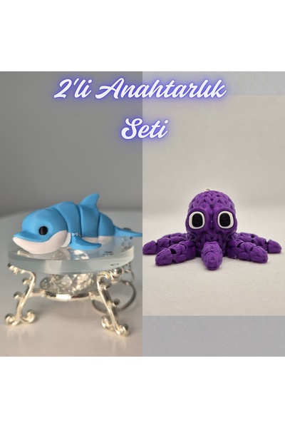 3DAtölyeMaker Light Blue Flexible Colorful Dolphin and Purple Knitted Pattern...
