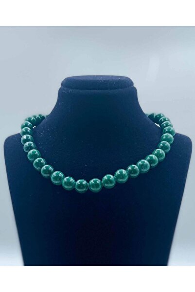 LADIN DOGALTAŞ Malachite Aa Quality Natural Stone Necklace 8 Mm Sphere Cut