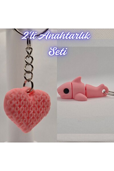 3DAtölyeMaker Light Pink Knitted Patterned Heart and Light Pink Flexible Shar...