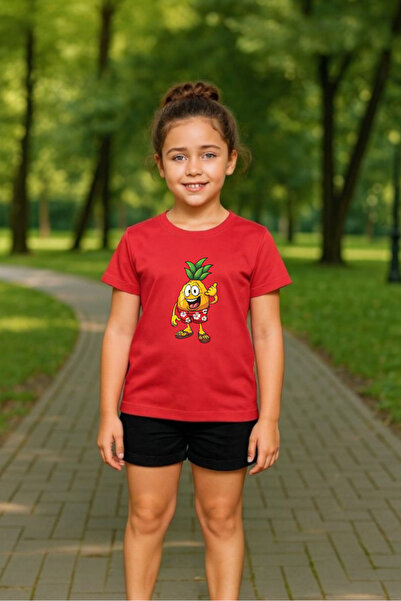 Windy Island Kids' Unisex "Cute Pineapple" Printed 100% Cotton Short Sleeve T...