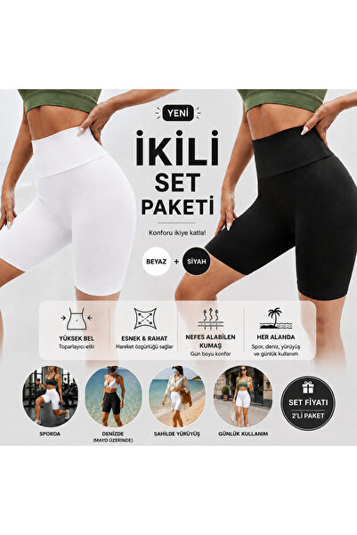 EDAMODA Women's Black Sports Shorts High Waist Tightening Diving Fabric Leggings