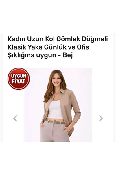 Sevgi Butik Tasarım KADIN UZUN KOL GÖMLEK GÜNLÜK OFİS ŞIKLIĞINA UYGUN BEJ