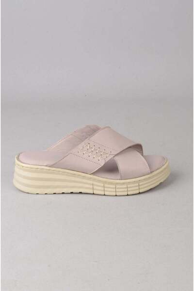 SEÇ KUNDURA Seç Km43 Genuine Leather Anatomical Women's Slippers Stone