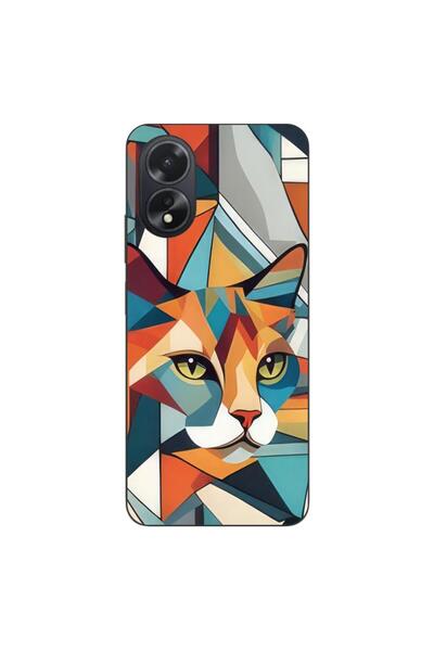 OEM Husa compatibila cu Oppo A18 Silicon Gel Tpu Model Cubic Cat Art