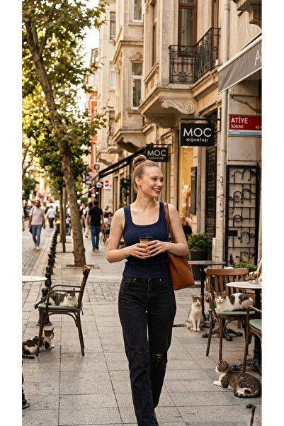 ZIFA Lacıvet Geniş U Yaka Fitilli Kadın Atlet Premium Kaşkorse Ribana Body