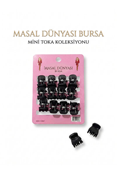 Masal Dünyası Bursa مشبك ميني أسود صغير الحجم 12 قطعة حجم صغير