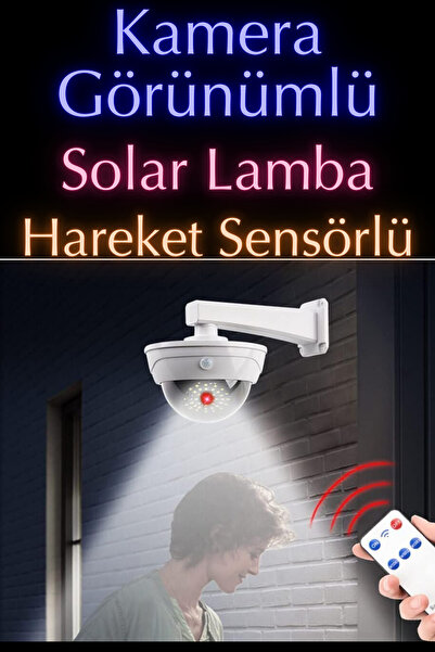 Rabelix Online Marketing Güneş Enerjili Hareket Sensörlü Su Geçirmez 3 Modlu Kamera Görünümlü Uzaktan Kumandalı Solar Lamba
