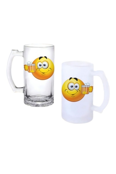 Ghostbastır Drinking Emoji Beer Glass with Handle, Available in Frosted or Cl...