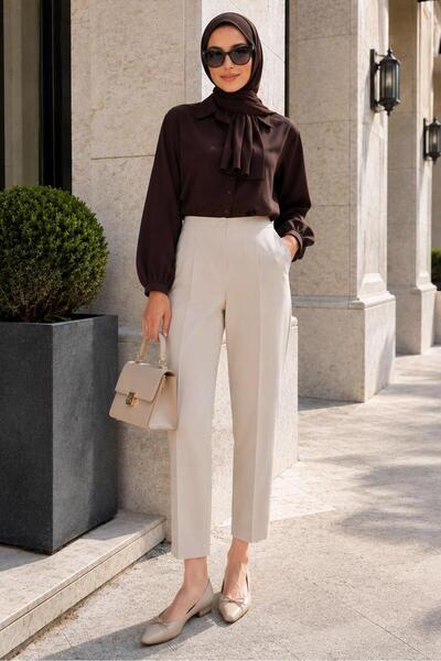 TRENDTESETTÜR KADIN BEJ (TAŞ) BELİ LASTİKLİ HAVUÇ PANTOLON T 81181