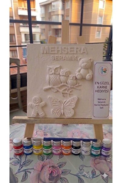 MEHSERA SERAMİK Karne Hediyesi Seti - 20x20cm Alçı Kanvas Tablo & Taş Boyama ...