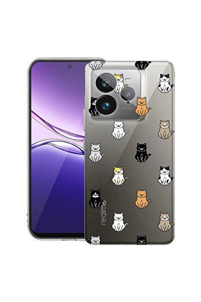 bestcase ¬Æ Husa pentru Realme GT 7 Pro cu Design Cat Pattern, Clear Slim Sil...