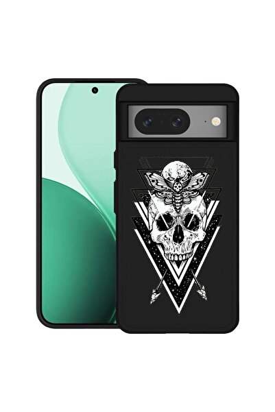 bestcase Ултра тънък TPU калъф, съвместим с Google Pixel 8, с дизайн на череп...