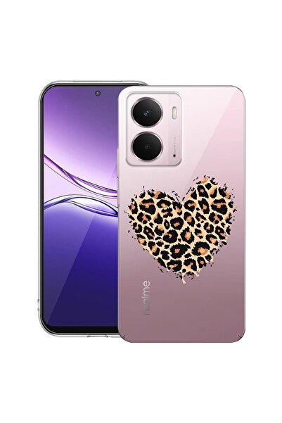 bestcase Θήκη για Realme P3 με Σχέδιο Καρδιά Λεοπάρ, Διαφανής Λεπτή Σιλικόνη,...