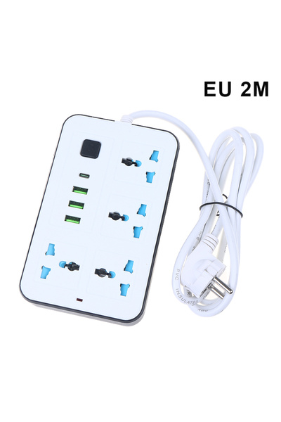Choice EU 2Pin 2M as pic New EU US Plug 2/3Pin Power Strip 1 TypeC 3 USB Port...