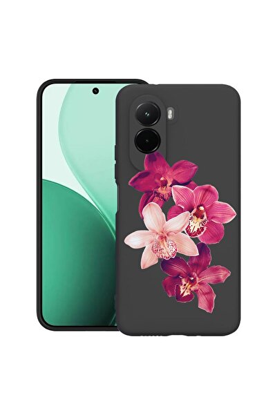 bestcase Ултра тънък TPU калъф, съвместим с Poco M7, Флорален - Червена орхид...