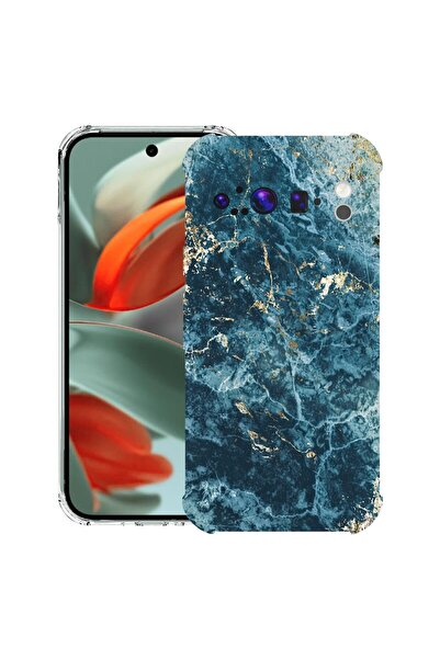 bestcase Калъф за Google Pixel 9 Pro XL, Удароустойчив 1.5ММ, Мраморен - Зеле...