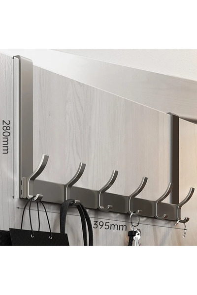 Choice3 Gray 6 hooks Over-the-Door Home Organizer Rack Quick Install Clothes ...