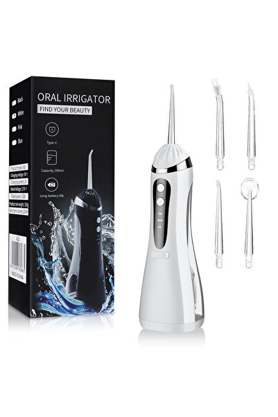 Choice WHITE 3 Modes 5 Nozzles Water Flosser 1600 Pulses/min 0.6mm Fine Jet F...