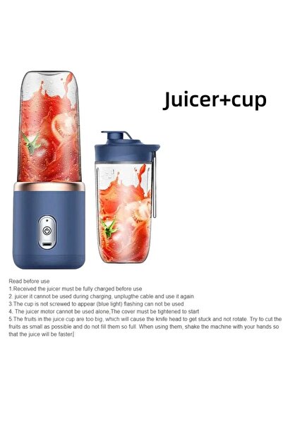 Choice Double Cup Blue 6 Color 400ml Portable USB Blender Electric Travel Jui...