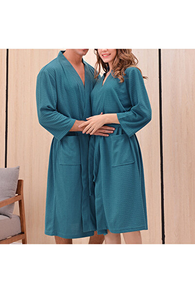 choice2 XL green Men Women Bathrobe Waffle Transparent Summer Thin Robe Showe...