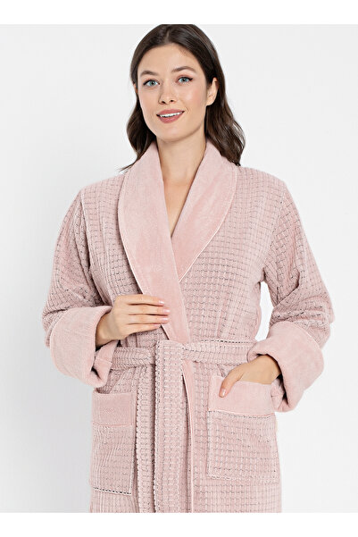 Nuşa Şalyaka Square Jacquard Bamboo Cotton Lace Stylish Women's Bathrobe Soft...