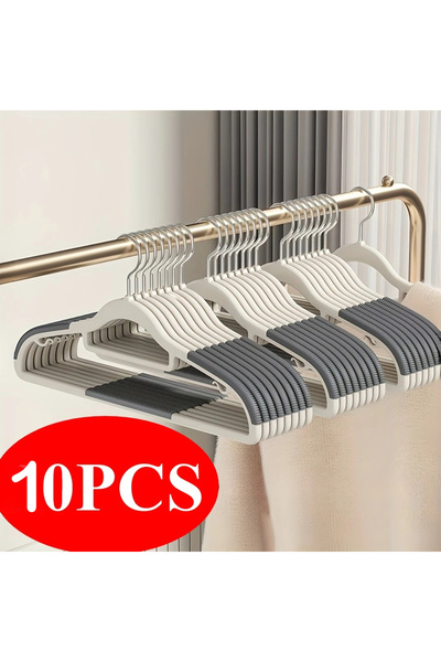 Choice1 10pcs Grey 10Pcs Set of Non-slip Hangers Sturdy and Durable Rotating ...
