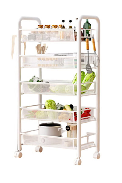 GGEROU 5 Tier Metal Rolling Utility Cart Organizer,Storage Cart,Utility Organ...