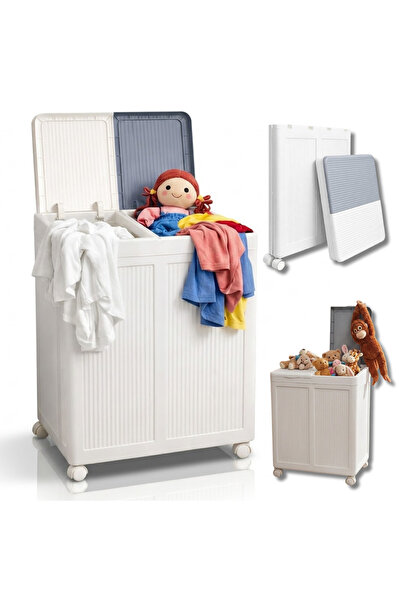 Salestore.ro Coș de rufe cu 2 compartimente Salestore.ro ®   100L, organizato...