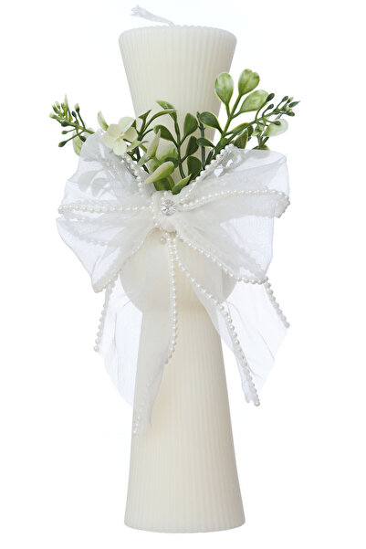 Recostore Baptism candle with bow, hourglass candle, 26×6 cm, Recostore®, REC...