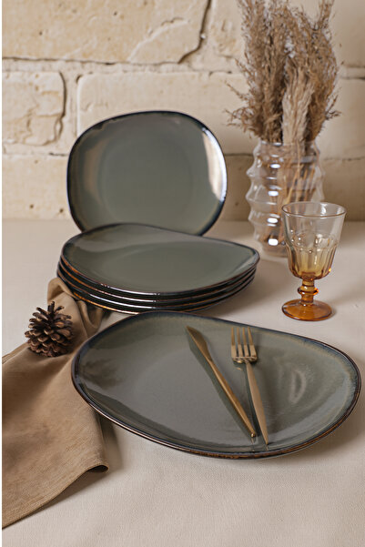 Keramika Reaktif Green Isabella Serving Plate 30 cm 6 Pieces Q84