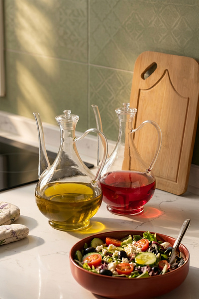 Porsima 5323 2-Piece Borosilicate Glass Jug Model Olive Oil Bottle Set - 2-Pi...