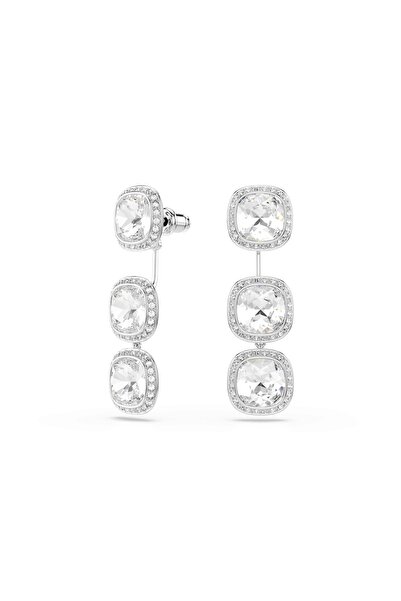 Swarovski Una Angelic Küpeler, Yastık kesim, Beyaz, Rodyum kaplama