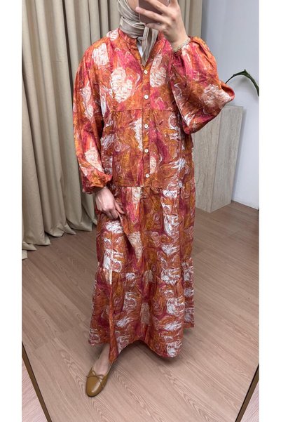 JESSE STORY Women's Abstract Patterned Mngo Dress Code:Js26Modalsoyut-01 (Unlined)