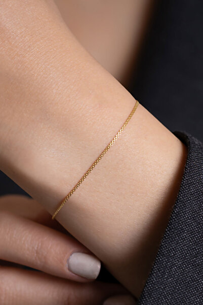 Bayar Gold 14 Ayar Altın Hasır Bileklik 1 mm