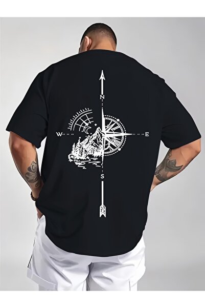PAVRO Unisex Άνετο T-shirt με μικτό σχέδιο και στάμπα