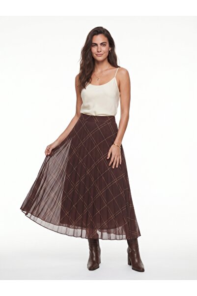 ONLOOX Coffee Green Cotton Chiffon Fabric Diamond Patterned Pleated Lined Ski...