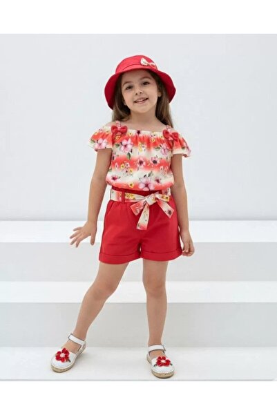 Generic Brand 2/5 Years Old Children's Set with Hat and Floral Printed Shorts