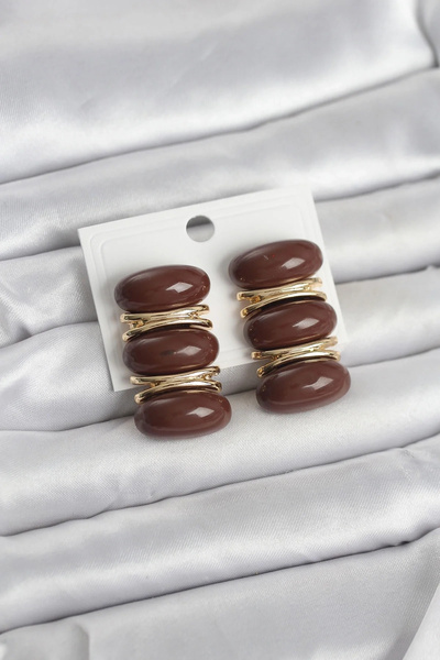 USLUCAN ALIŞVERİŞ Brown Vintage Model Gold Color Women's Earrings