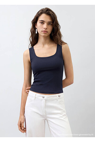 Mango Teen Kare yaka askılı bluz
