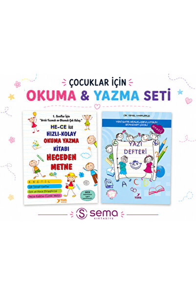 Yuva Yayınları 1.Sınıf HECE İle Hızlı-Kolay Okuma Yazma Kitabı ve Standart Çi...