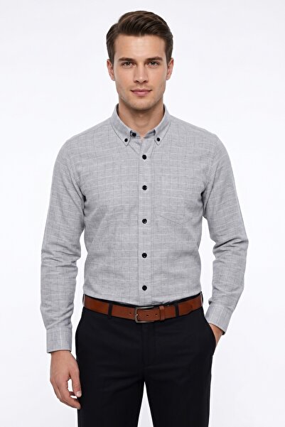 KAMER Men's Classic Single Pocket Long Sleeve Shirt 4094 Bgl-St05503