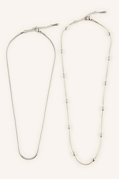 DeFacto Women's Gold Color 2-Piece Chain Necklace H2713Axns