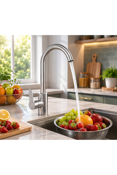 MİXSA Luxury Premium Inox Kitchen Faucet Double Water Inlet Sink Faucet Fount...