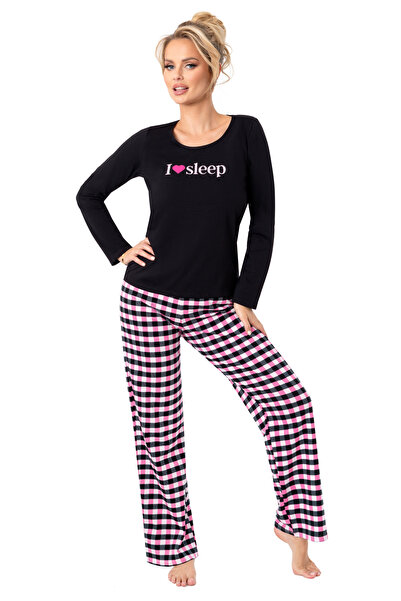 OEM Checked Cotton pajamas - Sleep long black - 38/M