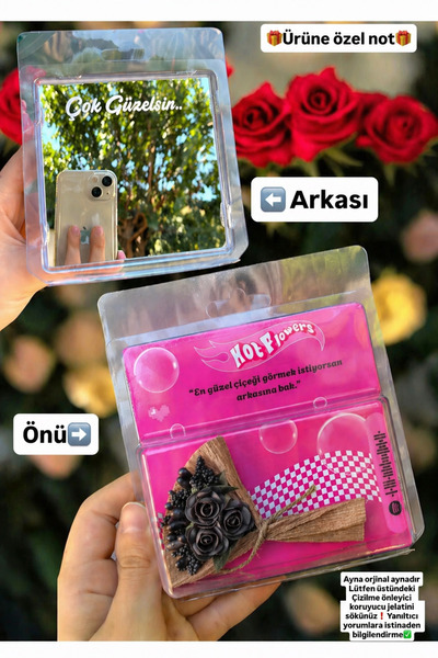 hot flowers SİYAH Çiçek Aynalı sevgiliye çiçek anlamlı hediye buket solmaz çi...