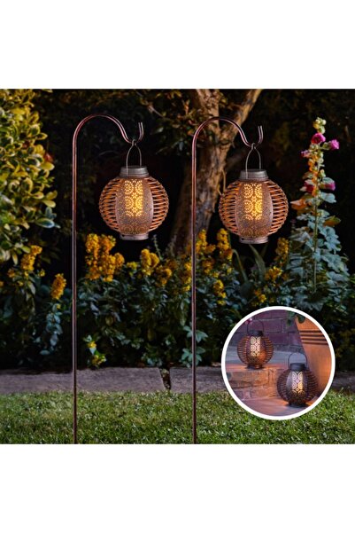 BaoBao Lampă solară LED de grădină cu cârlig, efect de flacără pâlpâitoare, n...